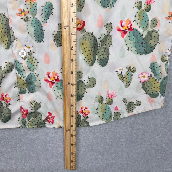 Dixxon Flannel Co Desert Rose Shirt Mens XL Cream Cactus Print Short Sleeve - Picture 7 of 9